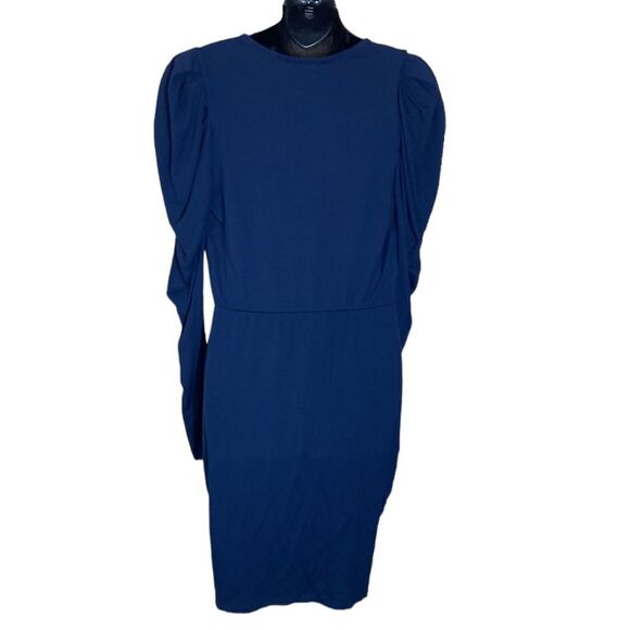 Ted baker London elvasi wrap front jersey dress blue puff sleeve drapey new 6us - Picture 5 of 9